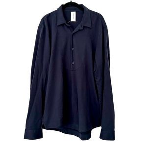 Sorensen Men’s Sz XXL Blue Cotton Henley Long Sleeve Top Shirt Minimalist